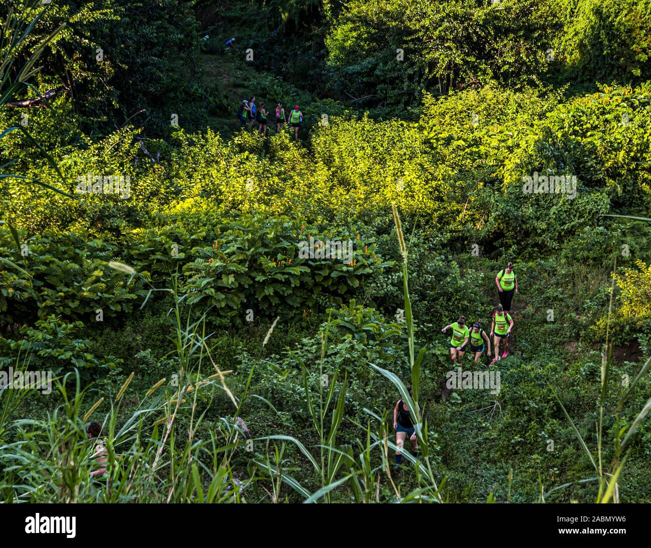 Hash House Harriers Running Event in Happy Hill, Grenada. Stock Photo