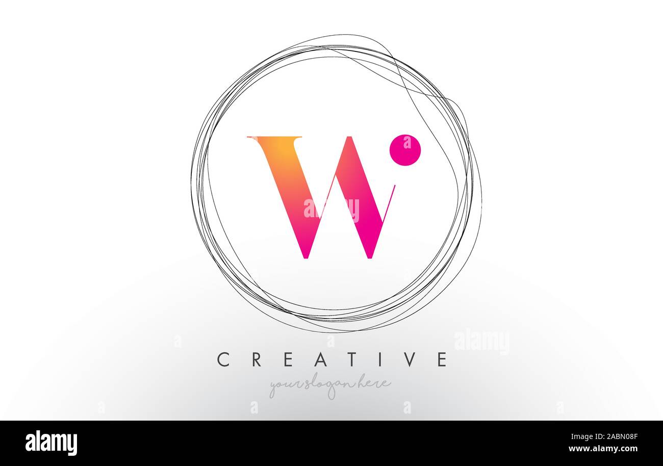 Artistic W Letter Logo Design With Creative Circular Wire Frame around ...