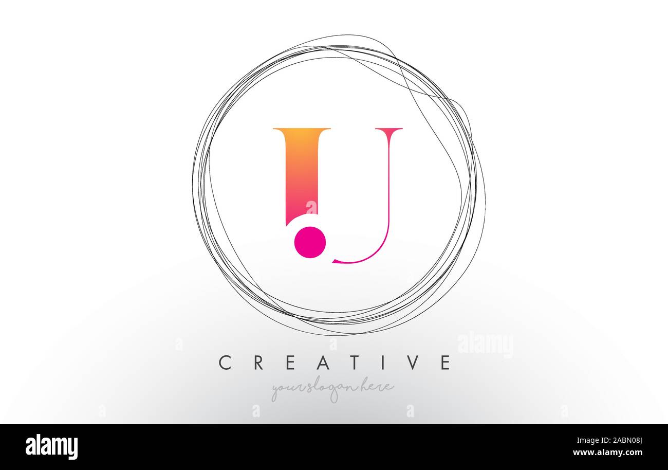 Artistic U Letter Logo Design With Creative Circular Wire Frame around ...