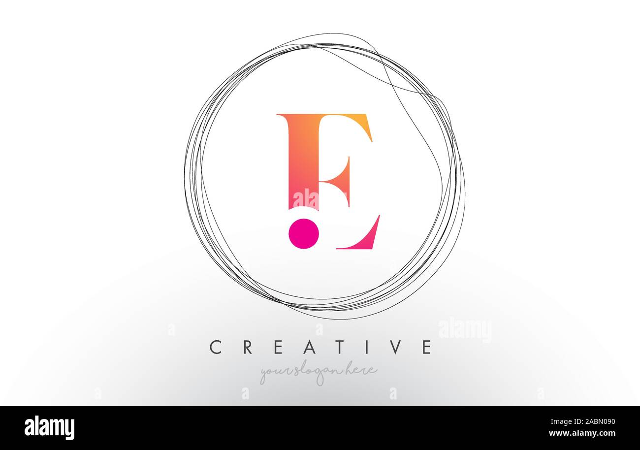 Artistic E Letter Logo Design With Creative Circular Wire Frame around it Vector Illustration. Stock Vector