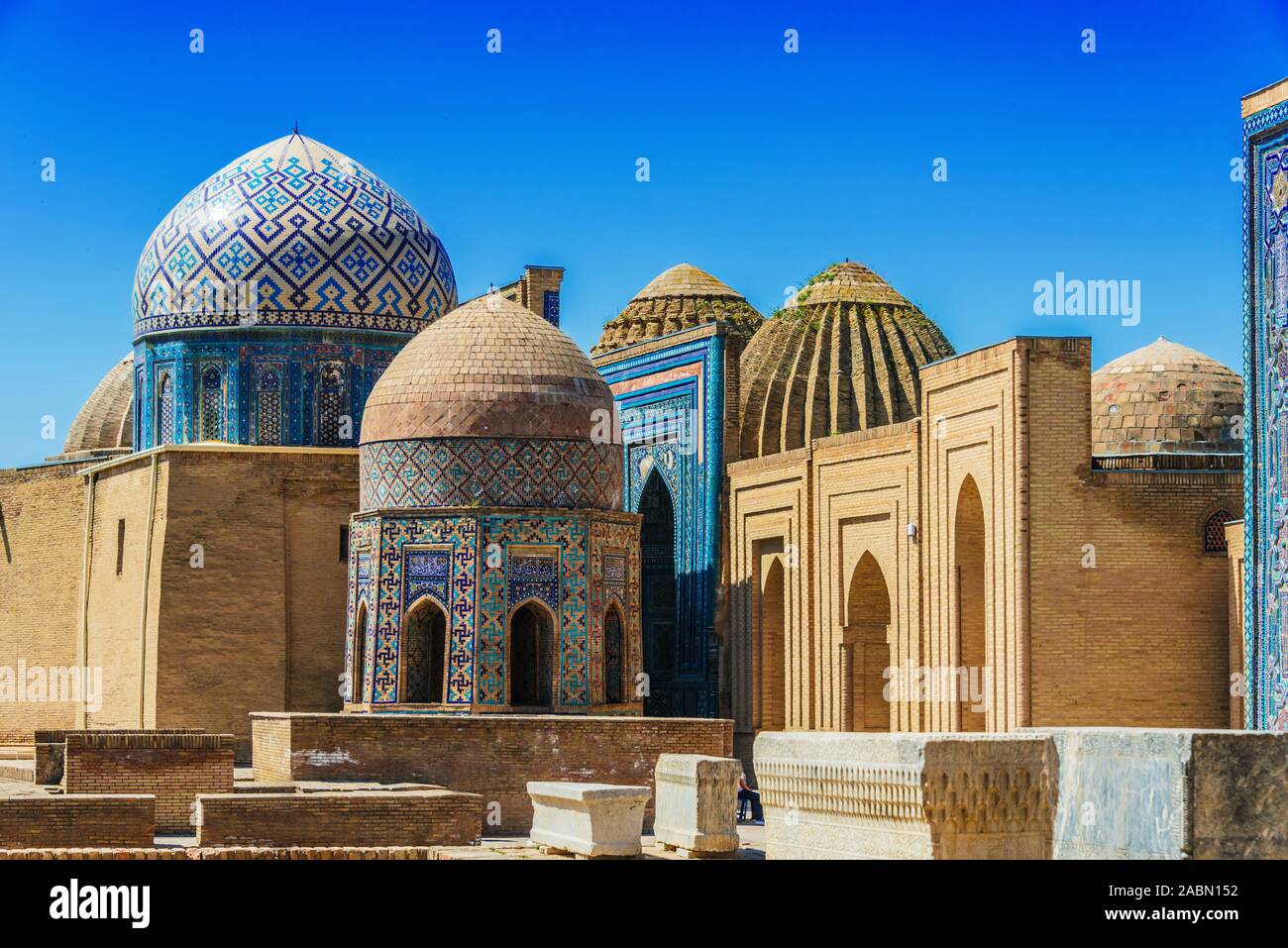 Shah-i-Zinda or Shohizinda (The Living King), a necropolis in Samarkand, Uzbekistan. Stock Photo