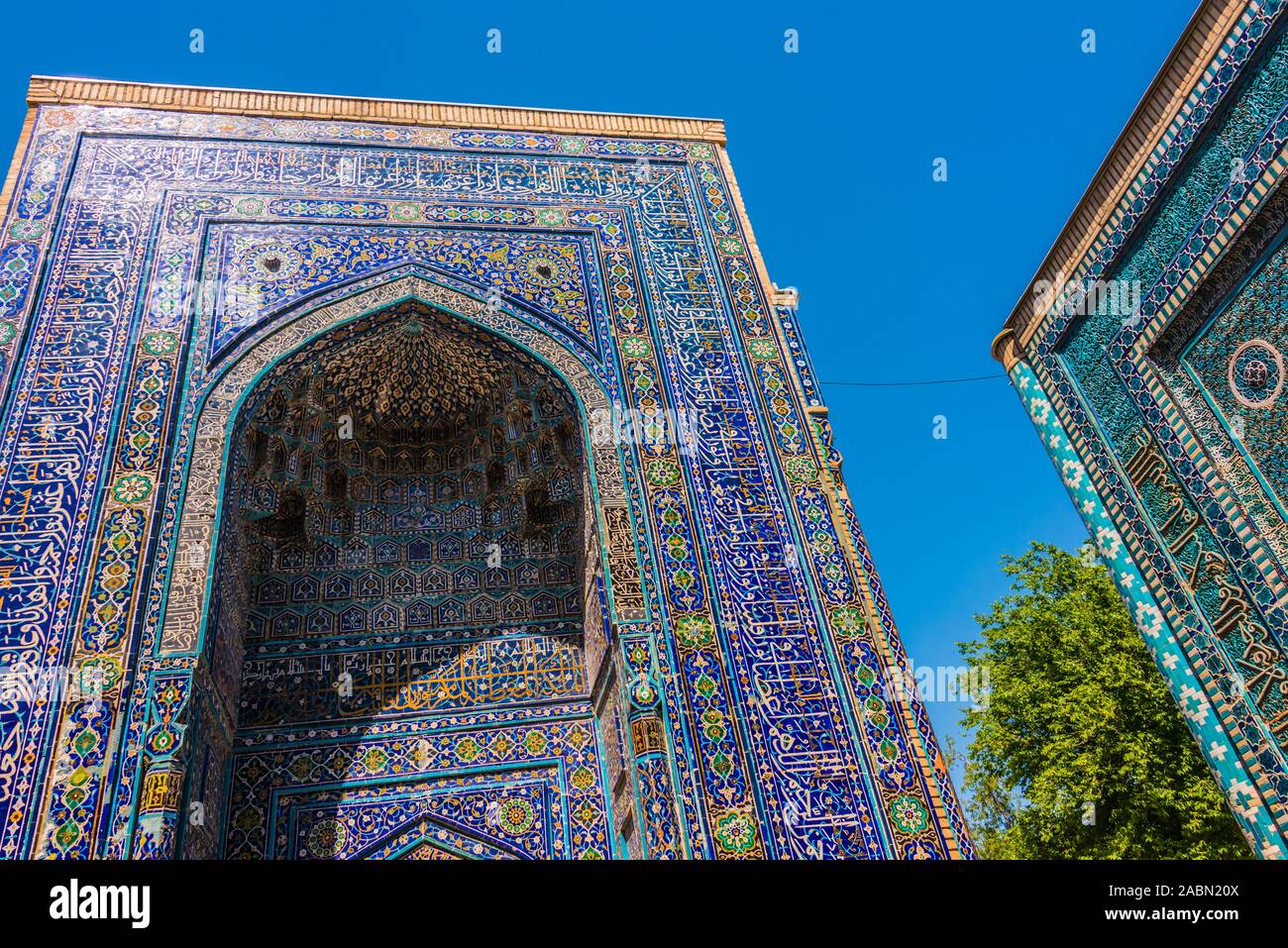 Shah-i-Zinda or Shohizinda (The Living King), a necropolis in Samarkand, Uzbekistan. Stock Photo