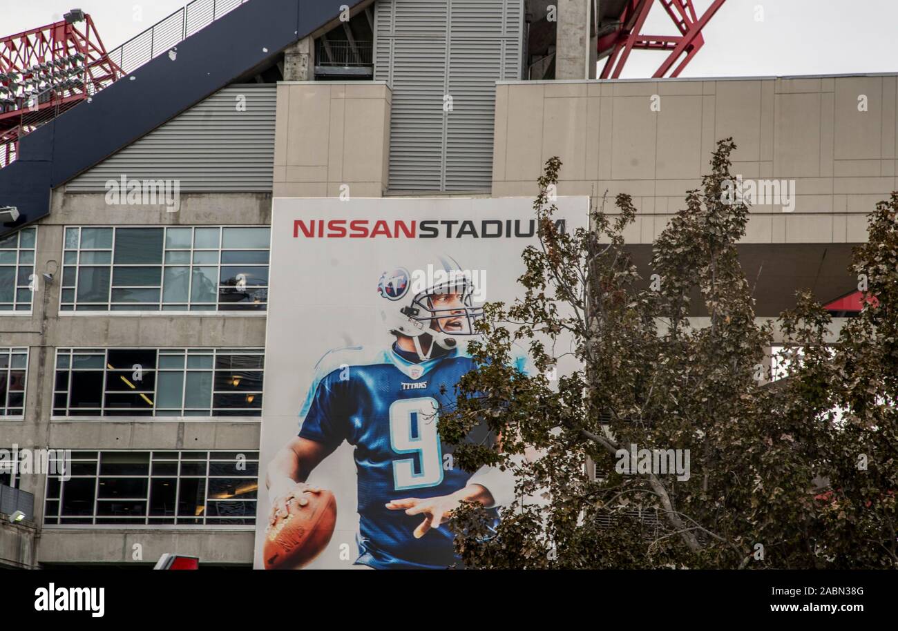 September 16, 2021, Nashville, Tennessee. Emblem of a professional American  football team Tennessee Titans based in Nashville at the sports stadium  Stock Photo - Alamy