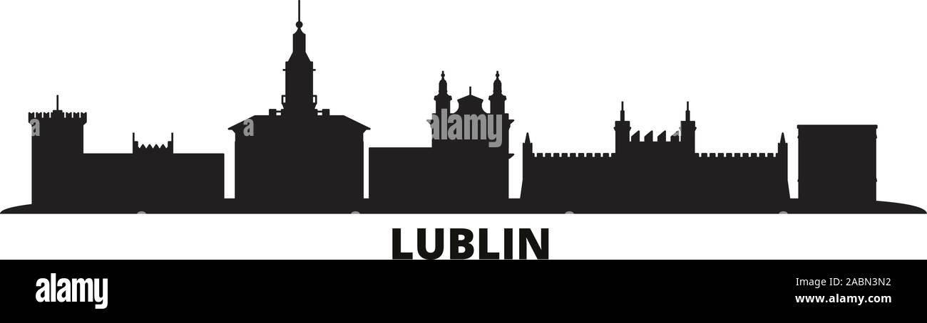 Poland, Lublin city skyline isolated vector illustration. Poland, Lublin travel cityscape with landmarks Stock Vector