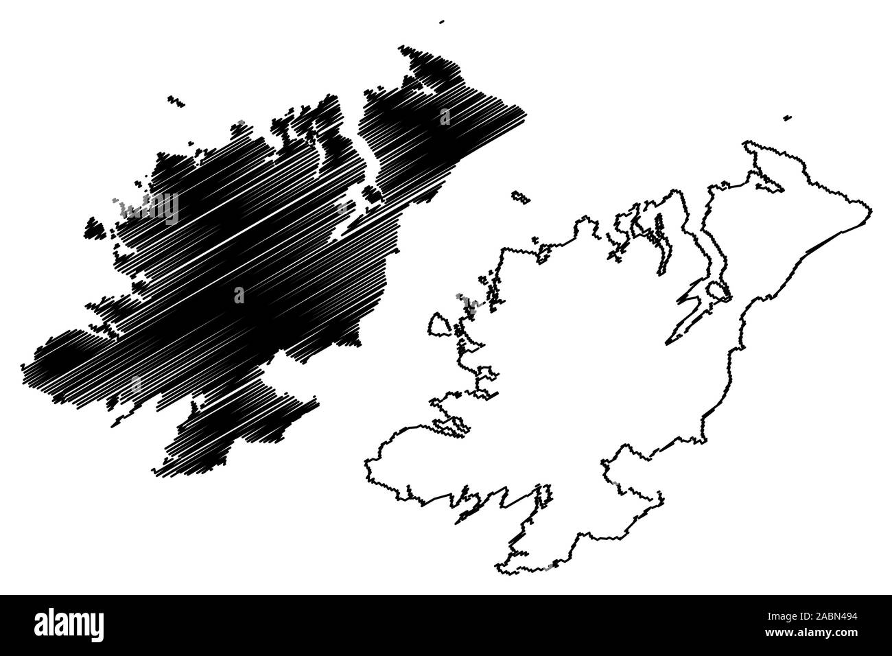 Donegal County Council (Republic of Ireland, Counties of Ireland) map vector illustration, scribble sketch Donegal map Stock Vector