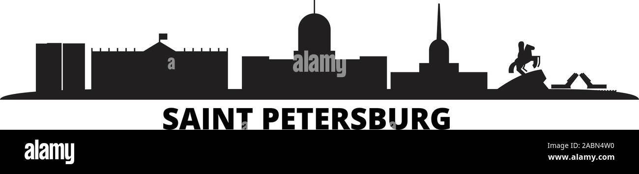 Russia, Saint Petersburg City city skyline isolated vector illustration. Russia, Saint Petersburg City travel black cityscape Stock Vector
