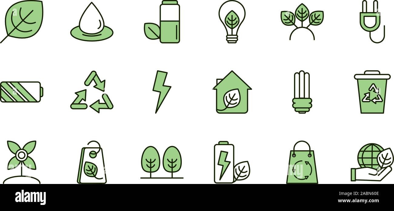 environment ecology icons collection line and fill vector illustration ...