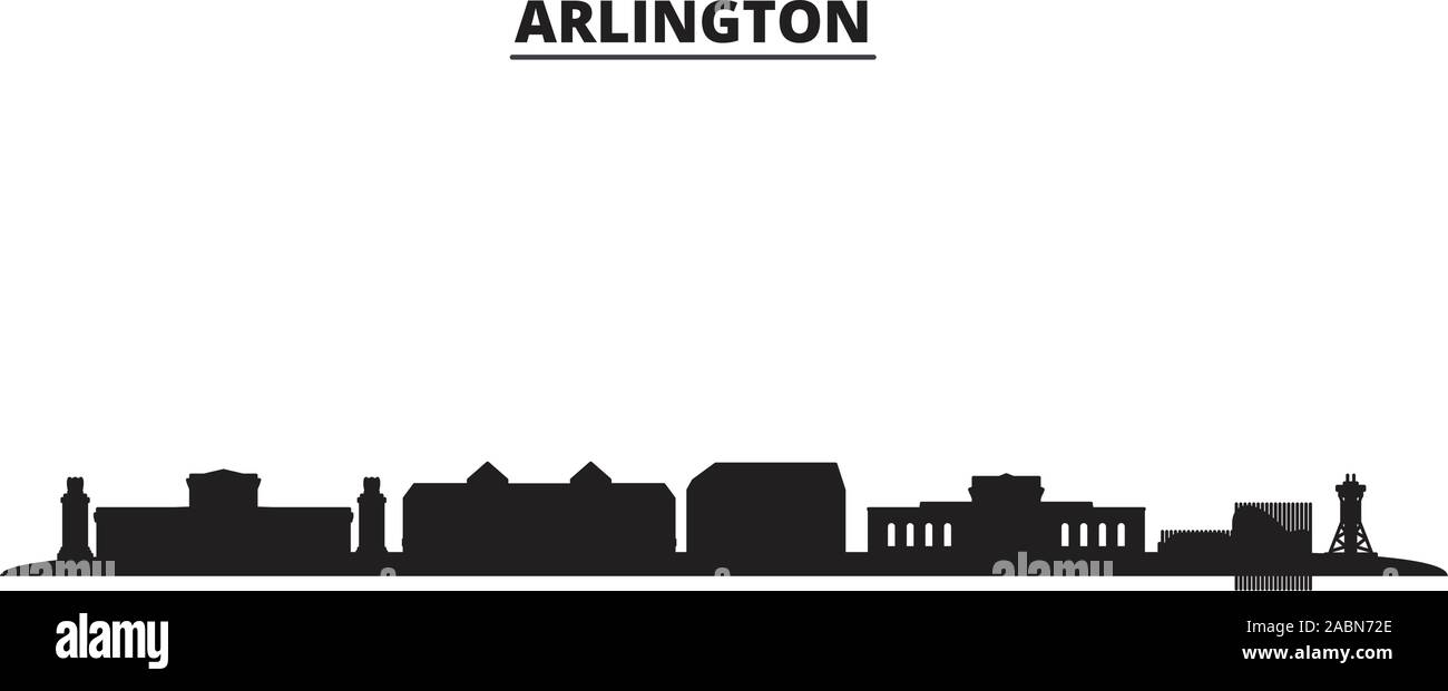 United States, Arlington City city skyline isolated vector illustration. United States, Arlington City travel black cityscape Stock Vector
