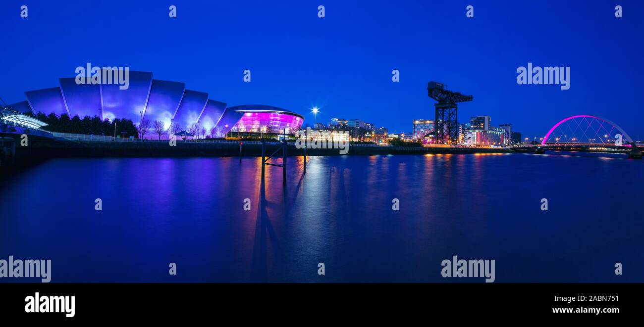 Views of cultural icons in beside the River Clyde in Glasgow, Scotland Stock Photo