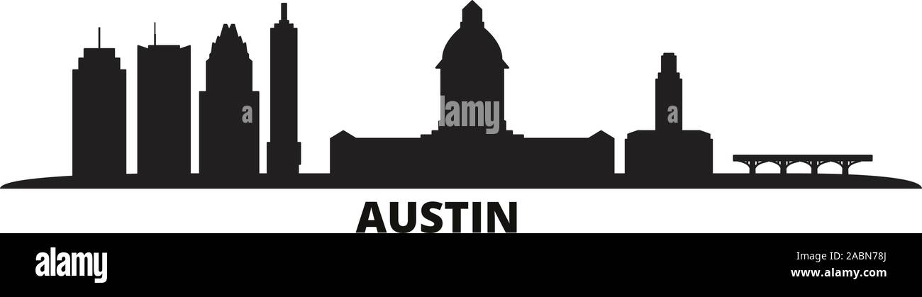 United States, Austin city skyline isolated vector illustration. United States, Austin travel black cityscape Stock Vector