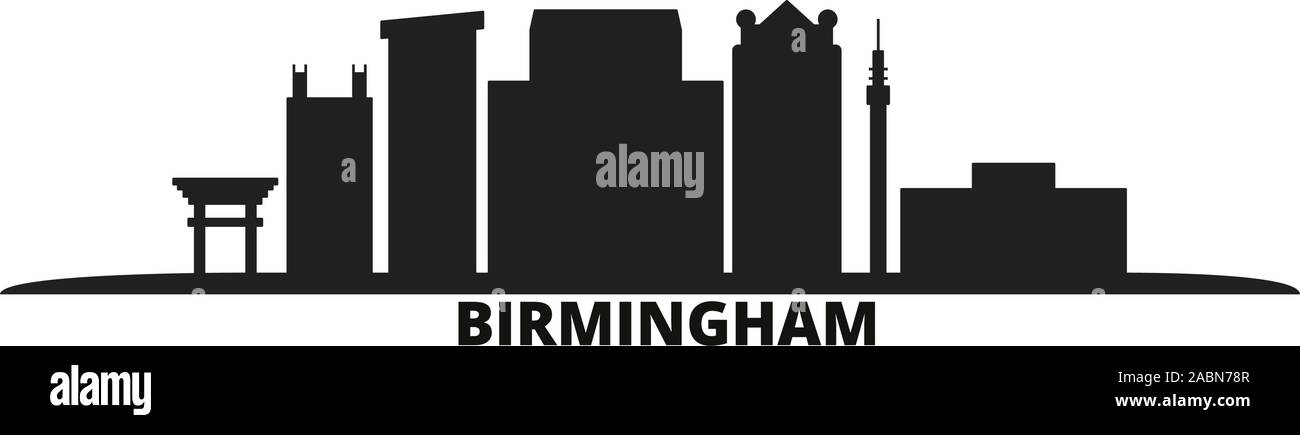 United States, Birmingham city skyline isolated vector illustration. United States, Birmingham travel black cityscape Stock Vector