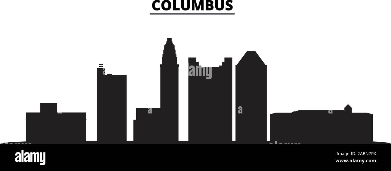 United States, Columbus City city skyline isolated vector illustration. United States, Columbus City travel black cityscape Stock Vector