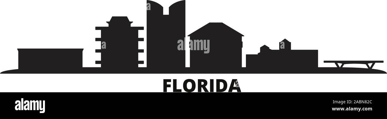United States, Fort Lauderdale city skyline isolated vector illustration. United States, Fort Lauderdale travel black cityscape Stock Vector