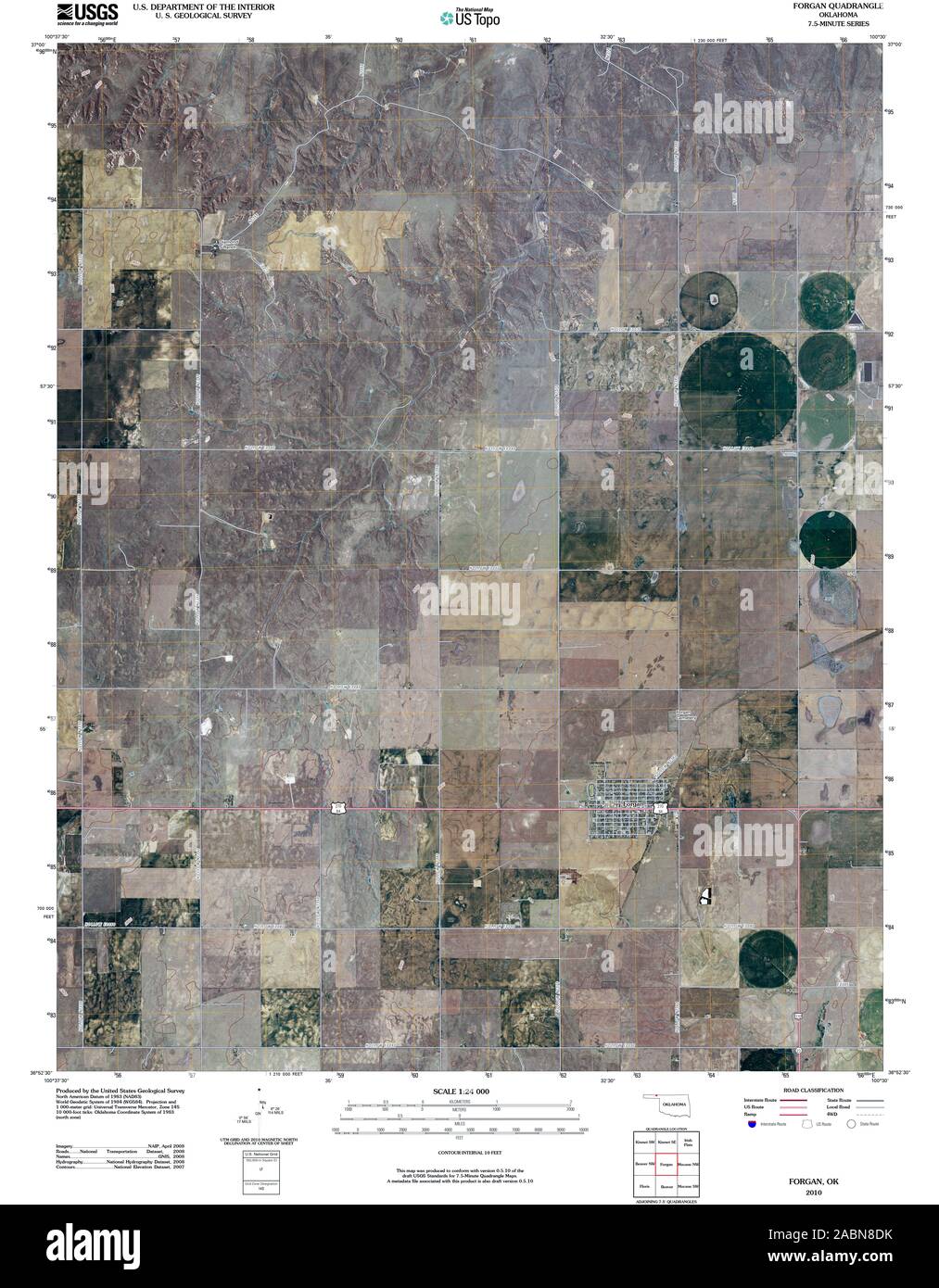 USGS TOPO Map Oklahoma OK Forgan 20100312 TM Restoration Stock Photo