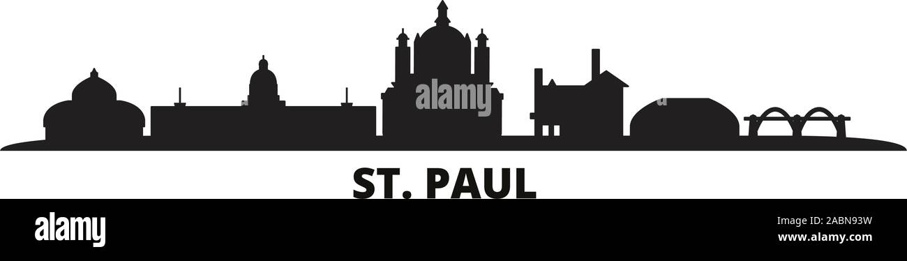 United States, St. Paul city skyline isolated vector illustration. United States, St. Paul travel black cityscape Stock Vector