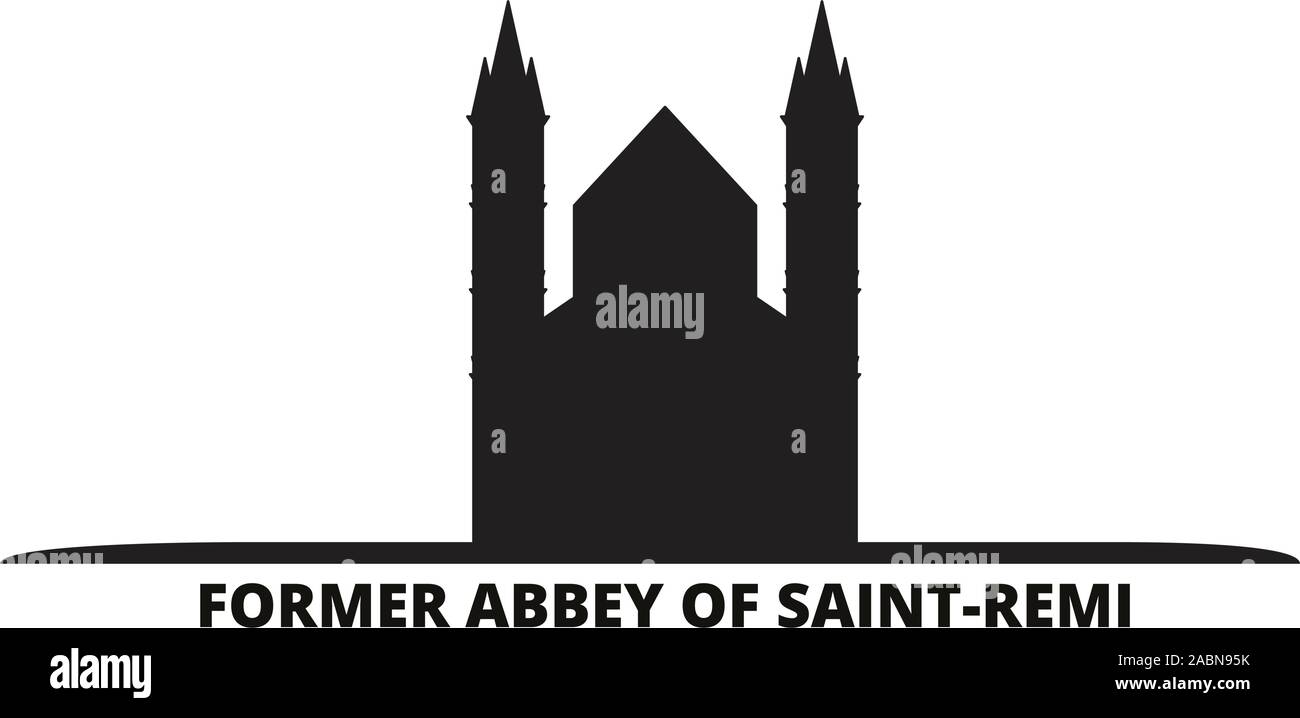 France, Former Abbey Of Saint Remi Landmark city skyline isolated vector illustration. France, Former Abbey Of Saint Remi Landmark travel cityscape wi Stock Vector