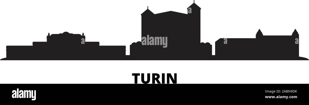 Italy, Turin, Residences Of The Royal House Of Savoy city skyline isolated vector illustration. Italy, Turin, Residences Of The Royal House Of Savoy t Stock Vector
