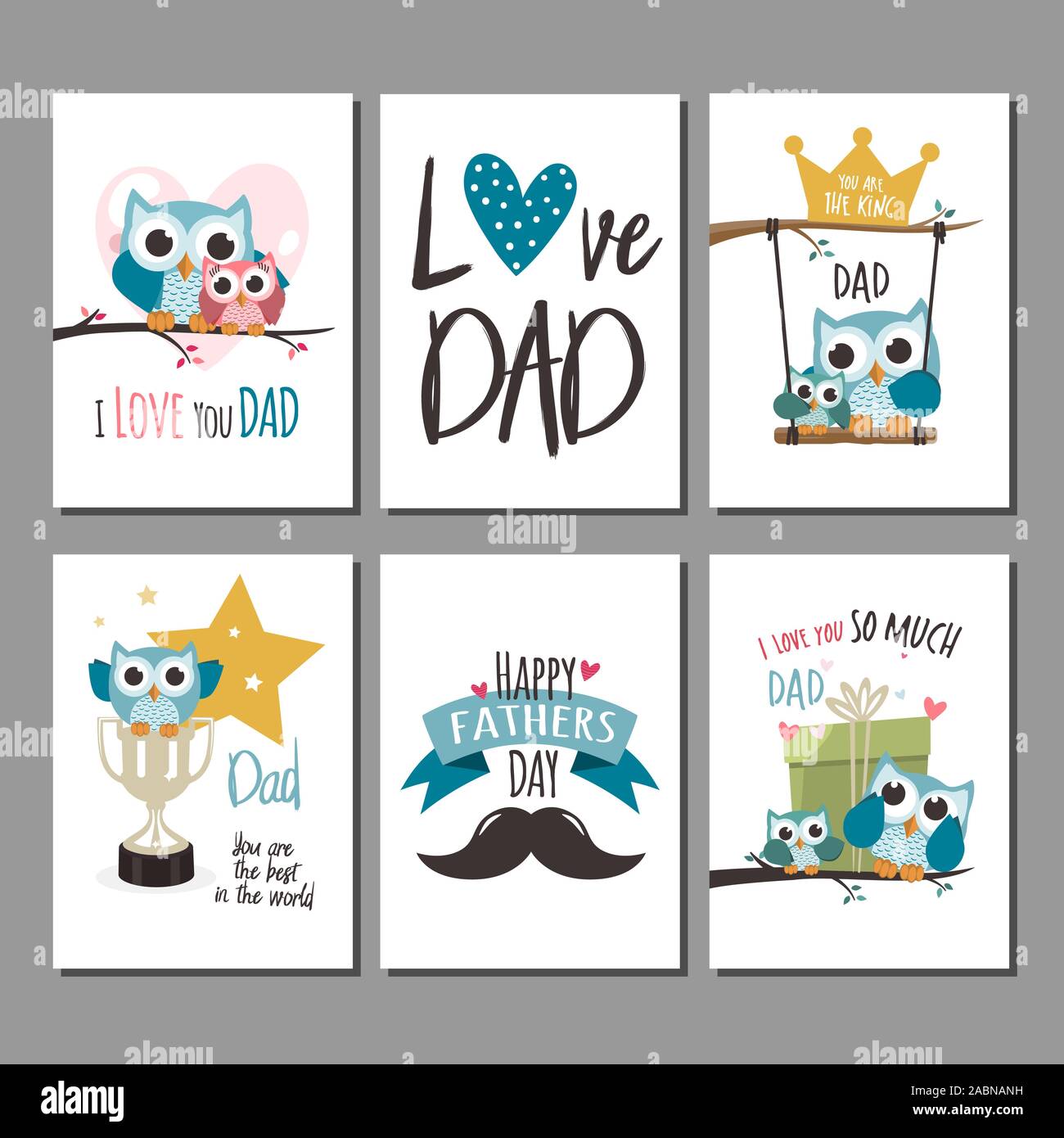 Fathers day greeting cards set. Vector illustration Stock Vector Image ...