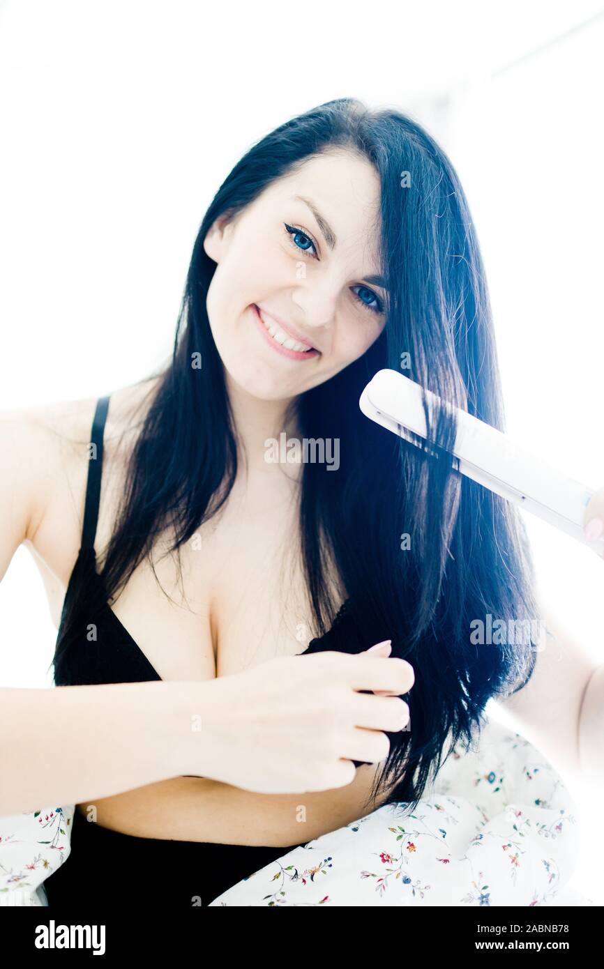 Hair Straightener Hairstyle Stock Photos Hair Straightener