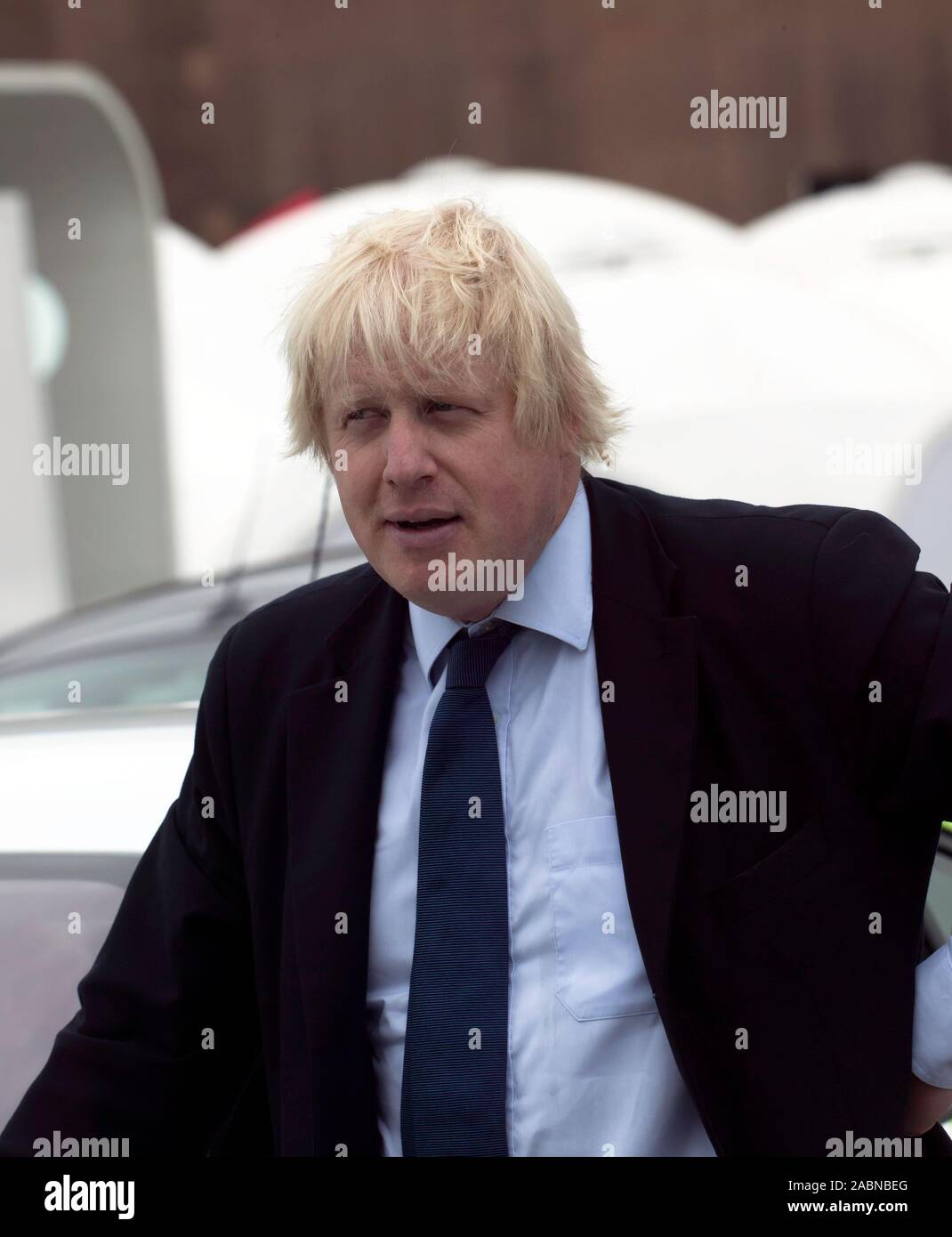 Boris Johnson presides over the opening of ecovelocity, Britains first low-carbon motor festival at Battersea Power Station 2011 Stock Photo