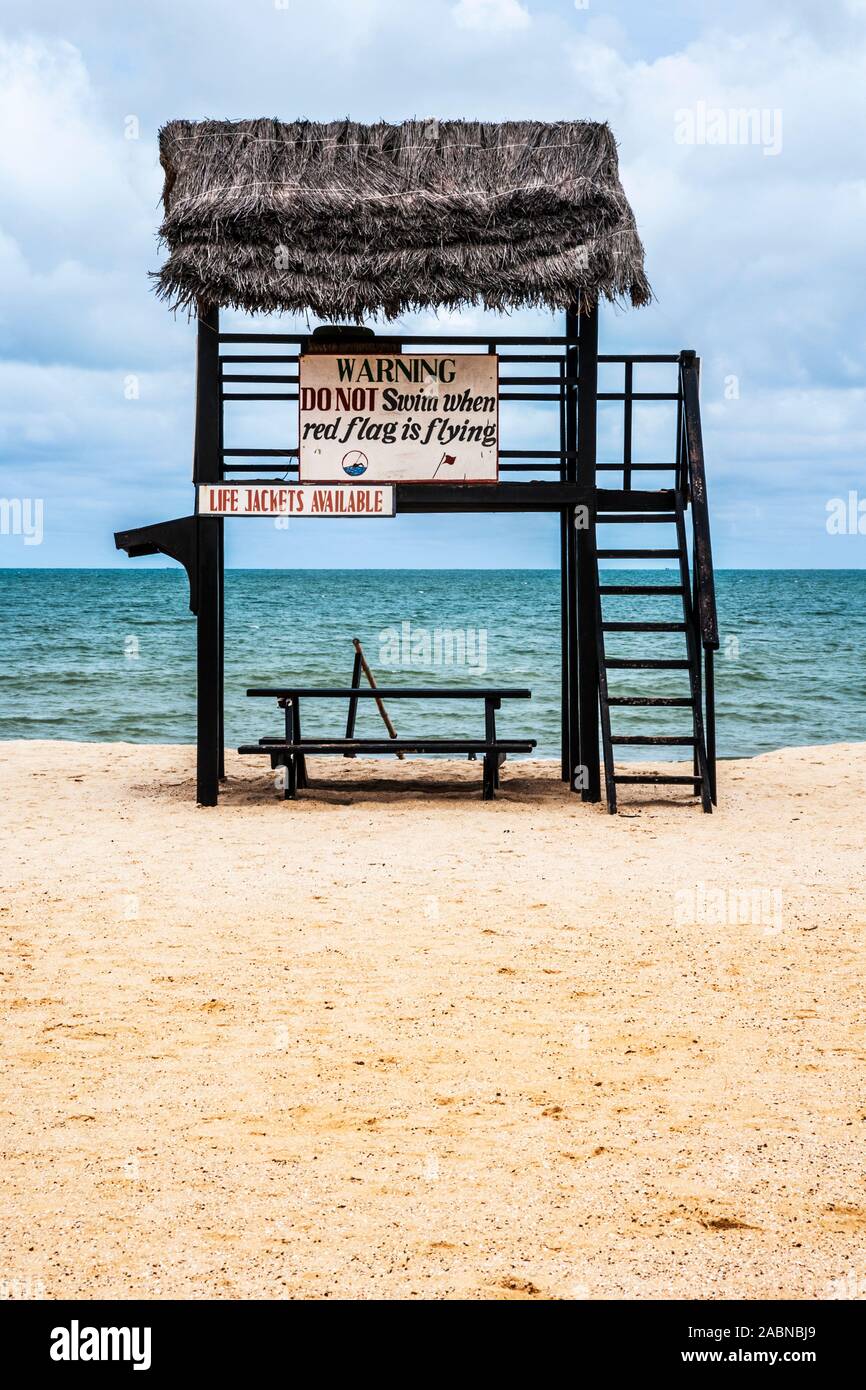 The lifeguard station on the beach at Kololi in The Gambia. Stock Photo