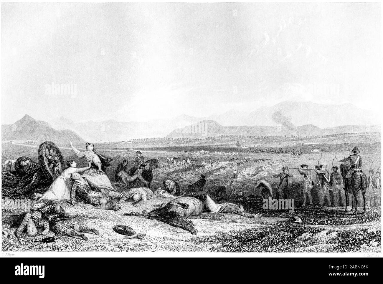An engraving of Culloden Moor, looking across the Moray Firth, Inverness-shire scanned at high resolution from a book printed in 1859. Stock Photo