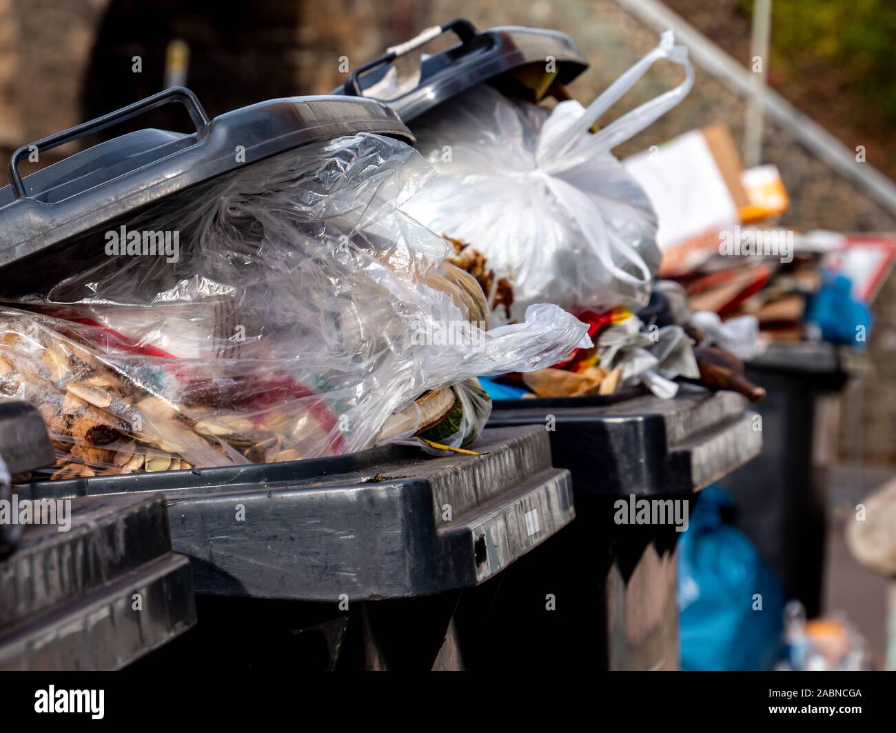 Dustbins with many garbage bags Stock Photo Alamy