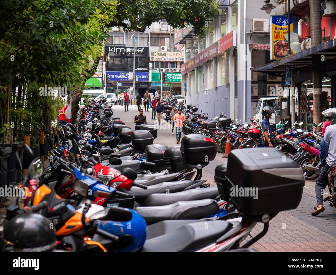 Kuala Lumpur, Malaysia November 2019 motor bikes parked in street