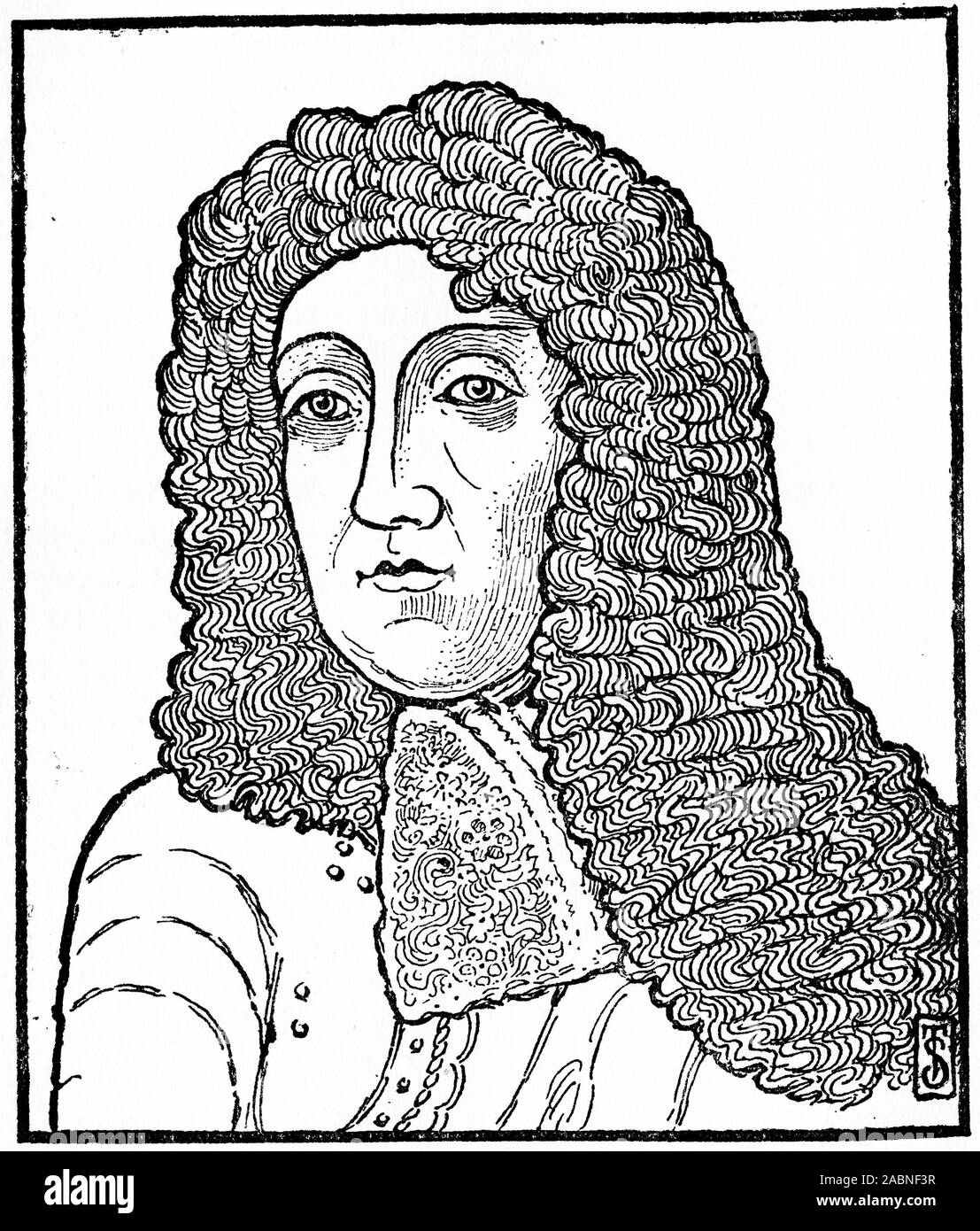 Engraved portrait of the Duke of York, AKA James II and VII ( 1633 – 1701)  King of England and Ireland as James II and King of Scotland as James VII, from  1685 until he was deposed in the Glorious Revolution of 1688. The last Roman Catholic monarch of England, Scotland and Ireland, his reign is now remembered primarily for struggles over religious tolerance. Stock Photo