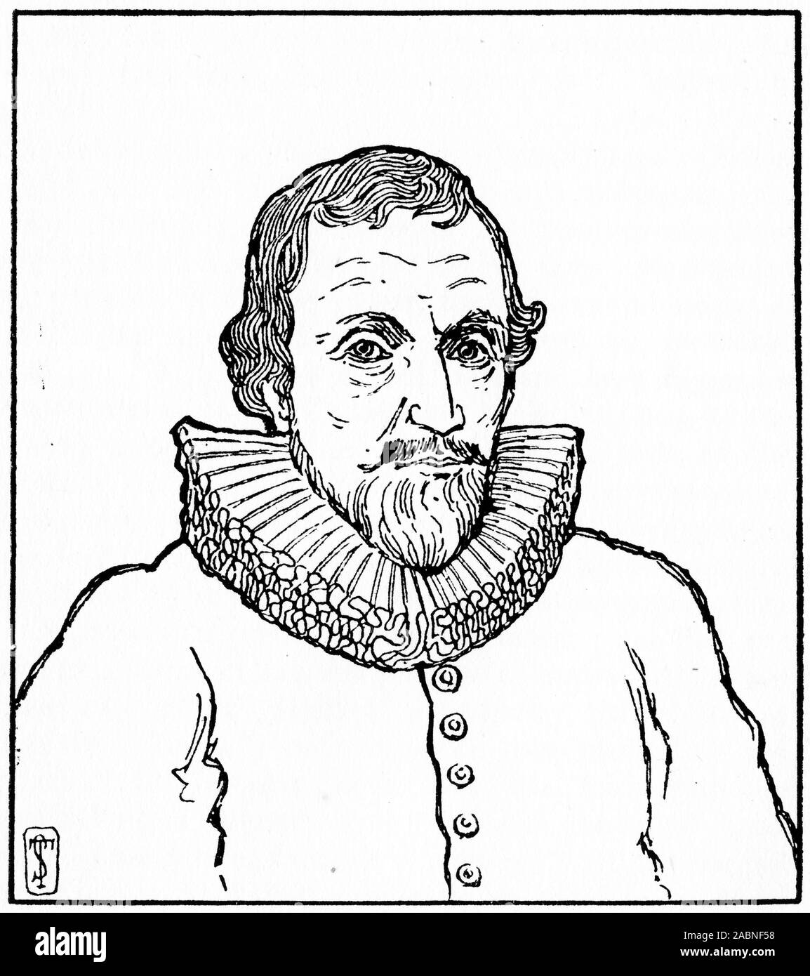 Engraved portrait of Alexander Henderson (c. 1583 – 1646)  Scottish theologian and an important ecclesiastical statesman of his period. Considered the second founder of the Reformed Church in Scotland and one of the most eminent ministers of the Church of Scotland Stock Photo