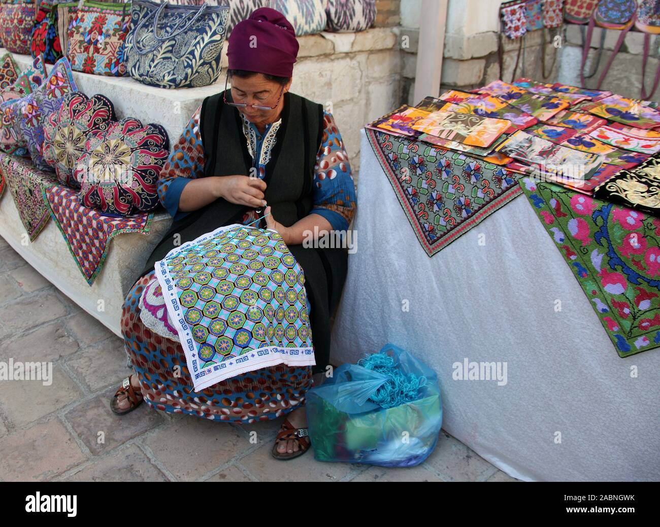 Traditional beadwork in Uzbekistan Stock Photo