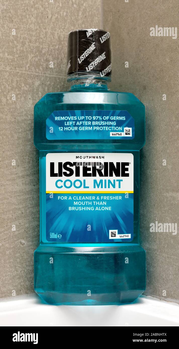 Listerine mouthwash,cool mint Stock Photo