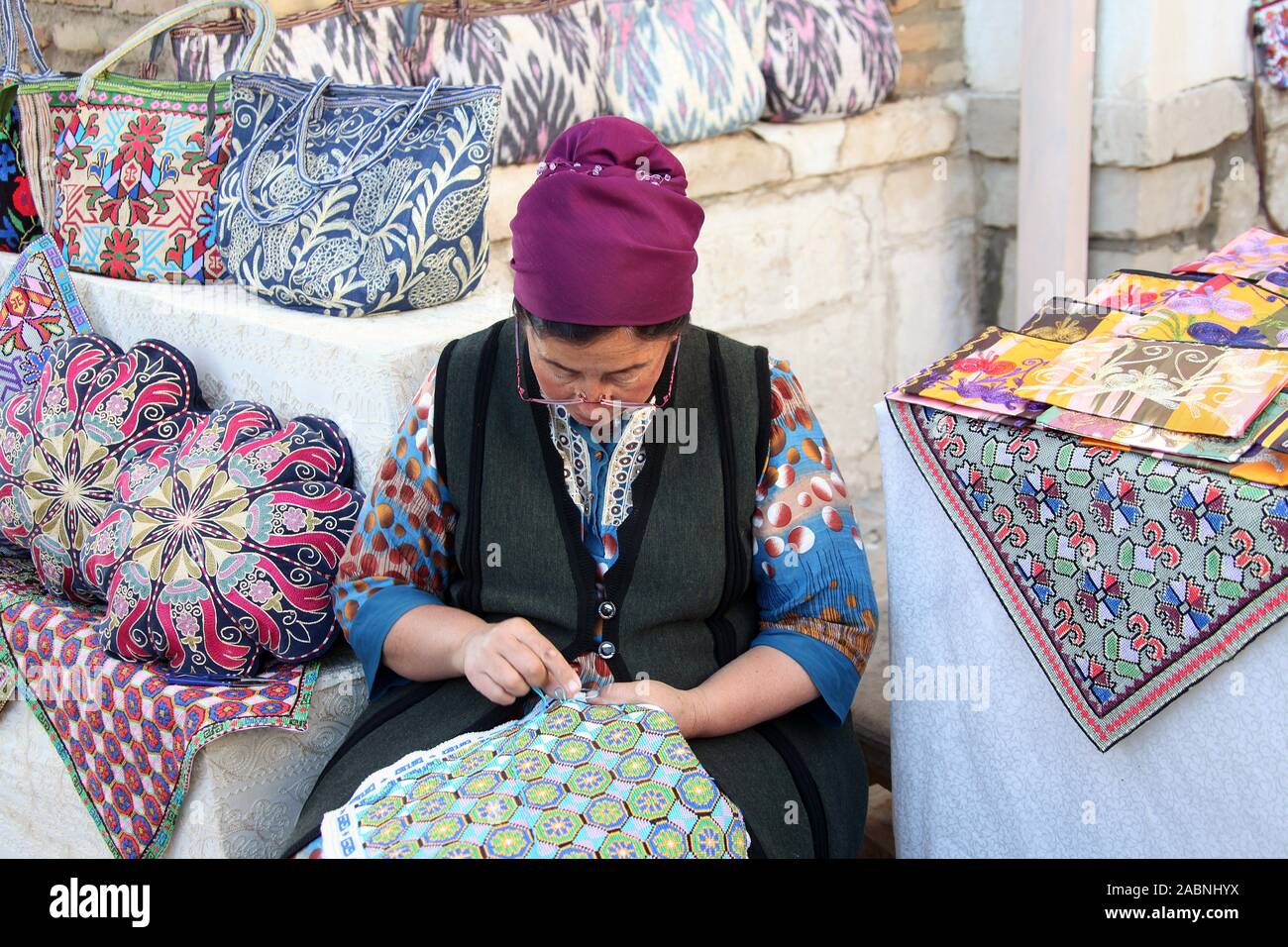 Traditional beadwork in Uzbekistan Stock Photo