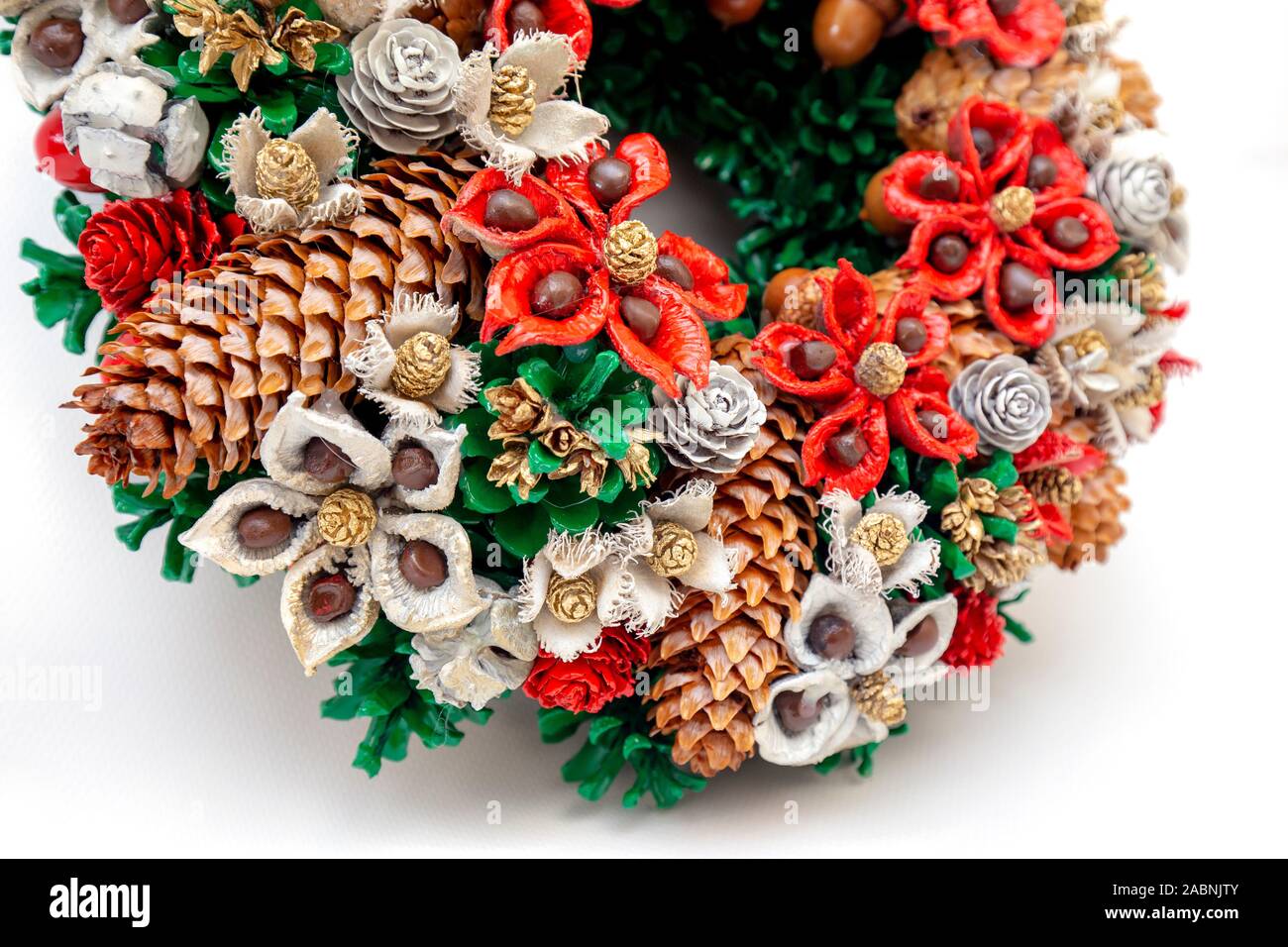 Christmas Holiday Wreath Isolated On White Background Stock Photo - Alamy