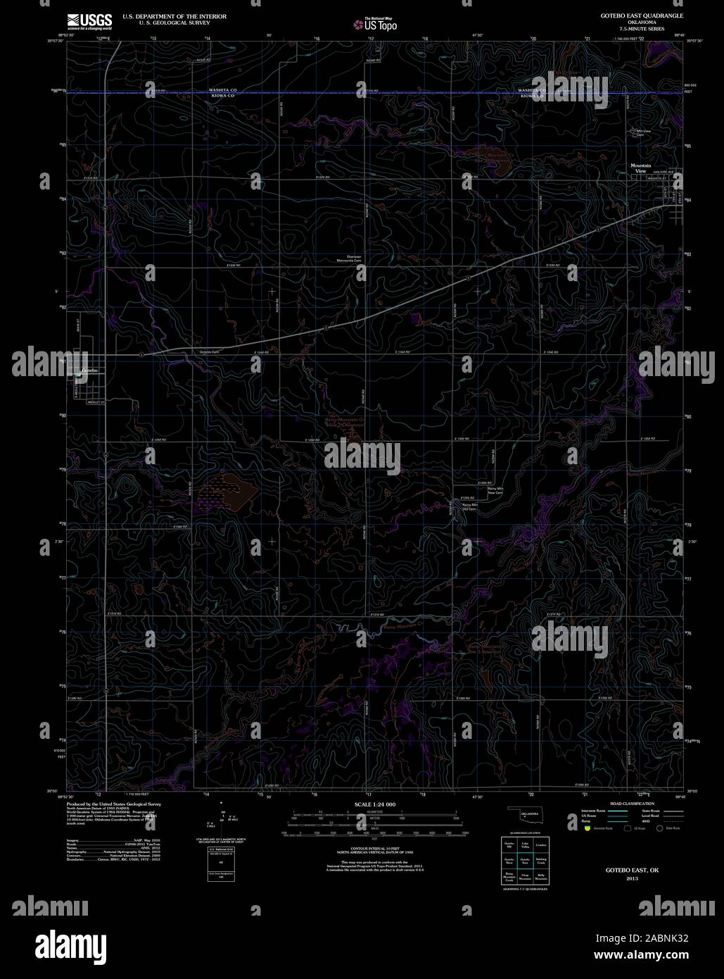 USGS TOPO Map Oklahoma OK Gotebo East 20130115 TM Inverted Restoration ...