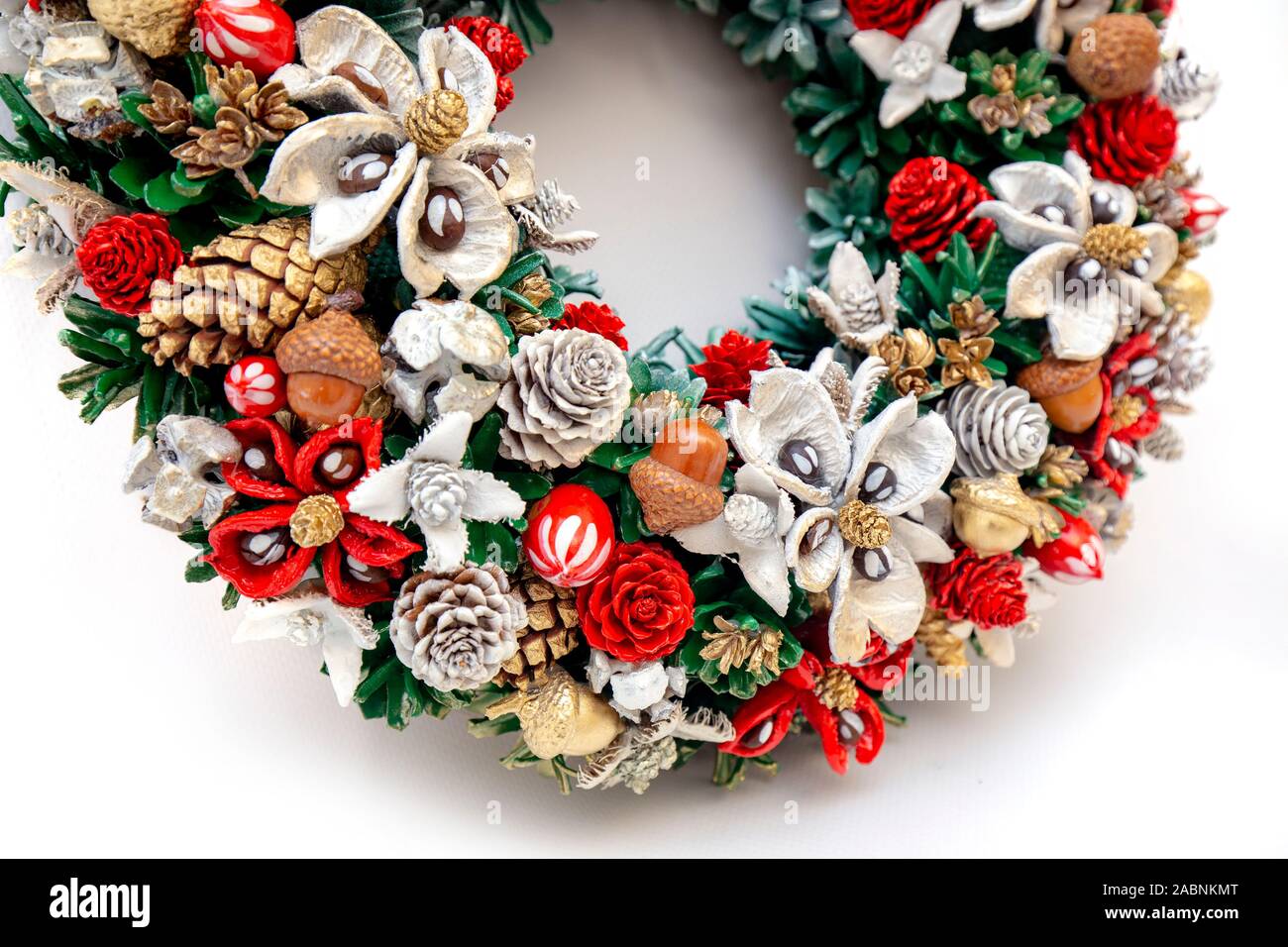 Christmas Holiday Wreath Isolated On White Background Stock Photo - Alamy
