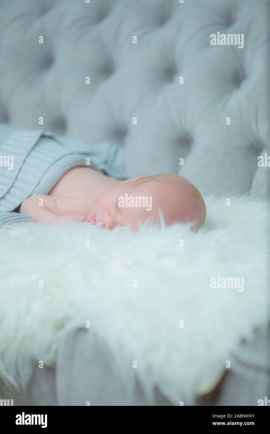 Newborn baby sleeping on the bed Stock Photo Alamy