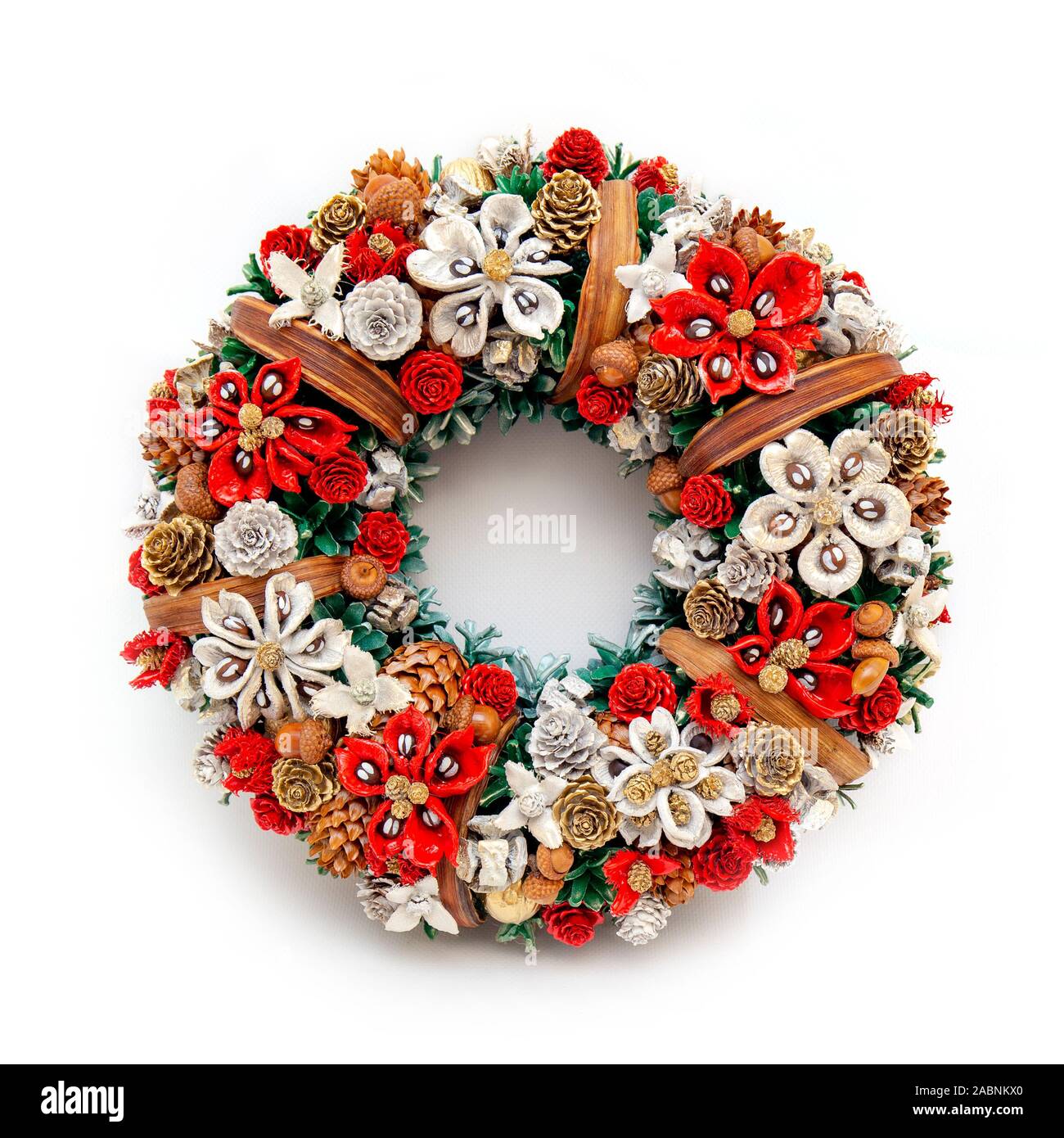 Christmas Holiday Wreath Isolated On White Background Stock Photo - Alamy