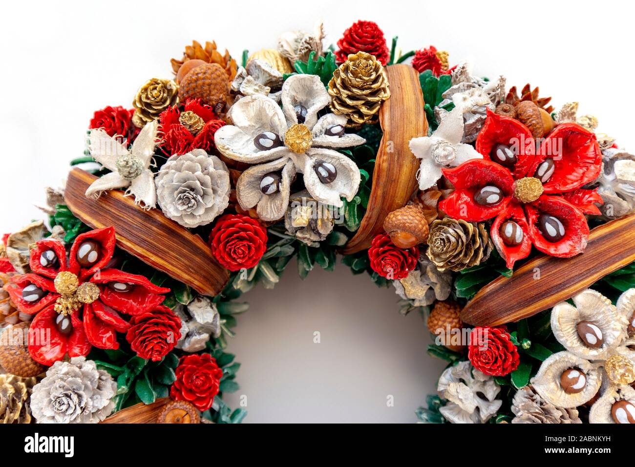 Christmas Holiday Wreath Isolated On White Background Stock Photo - Alamy