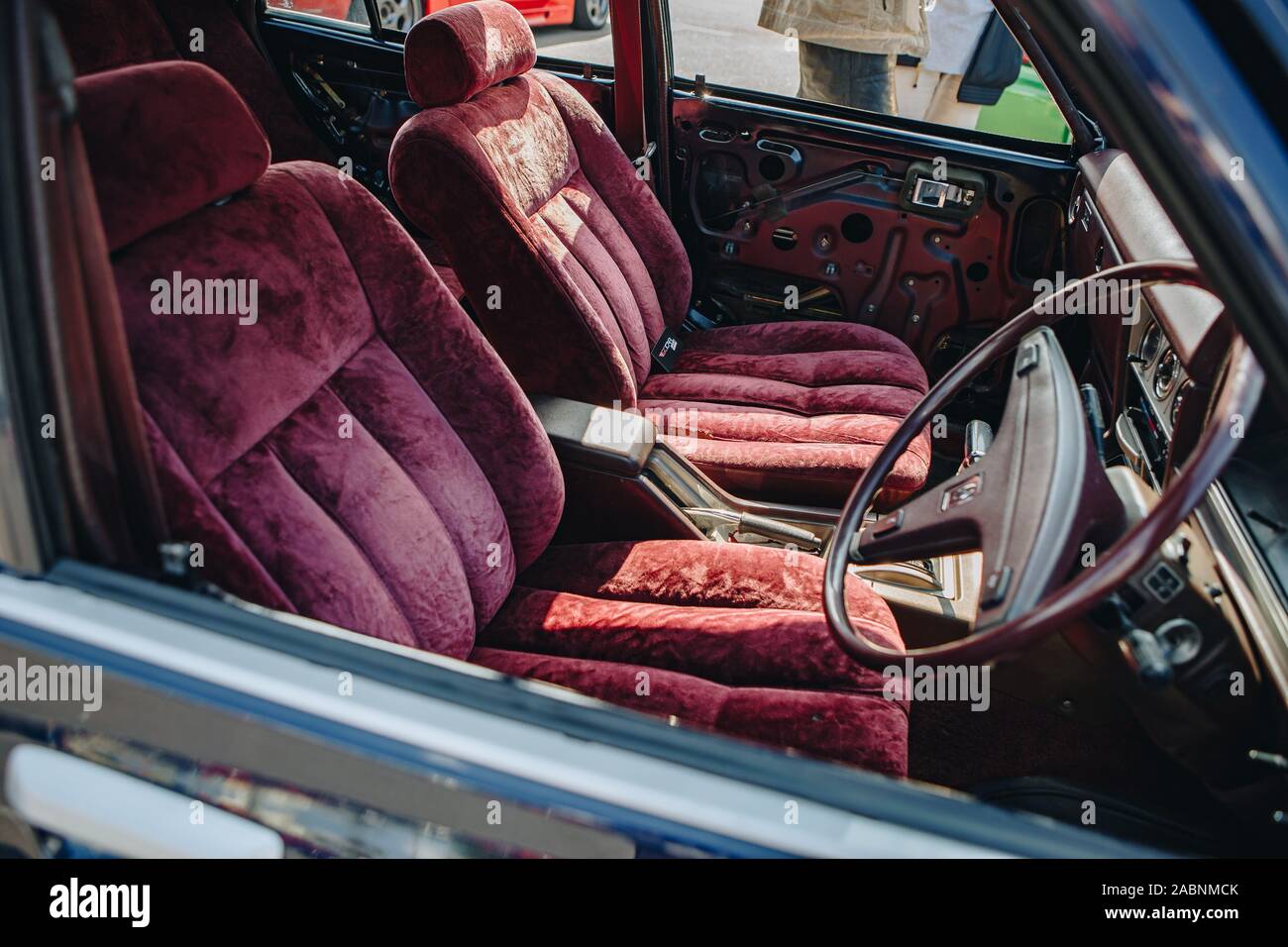 KYIV-28 JULY,2019: JDM car show outdoor.Tuned Japanese drift cars expo in  summer.Modified retro Toyota Corona vehicle with suede luxury interior  Stock Photo - Alamy