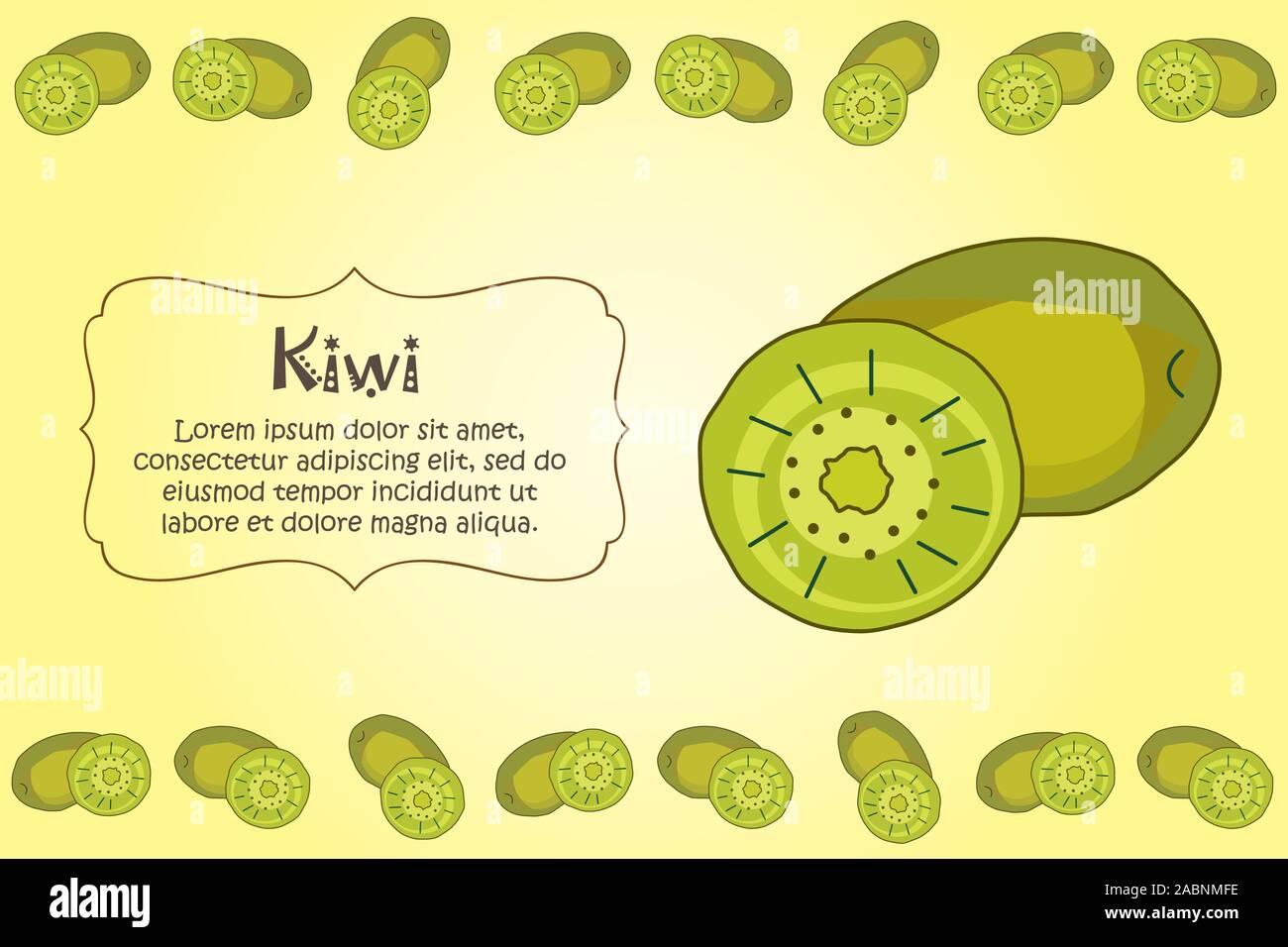 Card for kitchen notes. Blank with kiwi ornament. Kitchen card. A kiwi Stock Vector