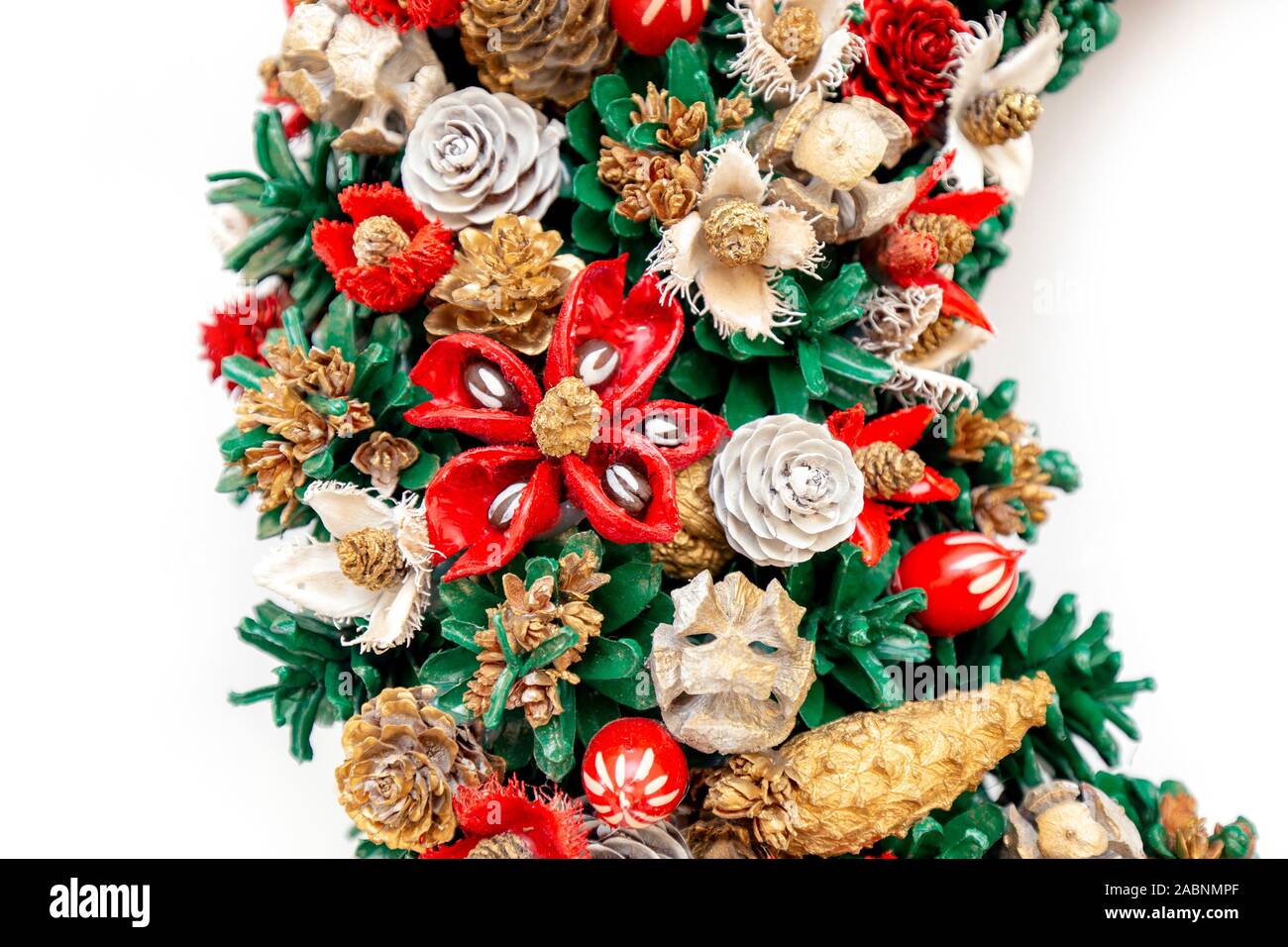 Christmas Holiday Wreath Isolated On White Background Stock Photo - Alamy