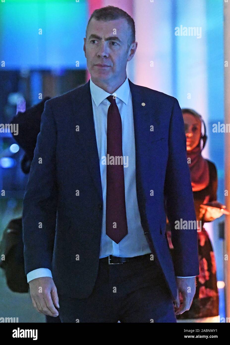 Plaid Cymru leader Adam Price arrives for Channel 4 News' General Election climate debate at ITN Studios in Holborn, central London. Stock Photo