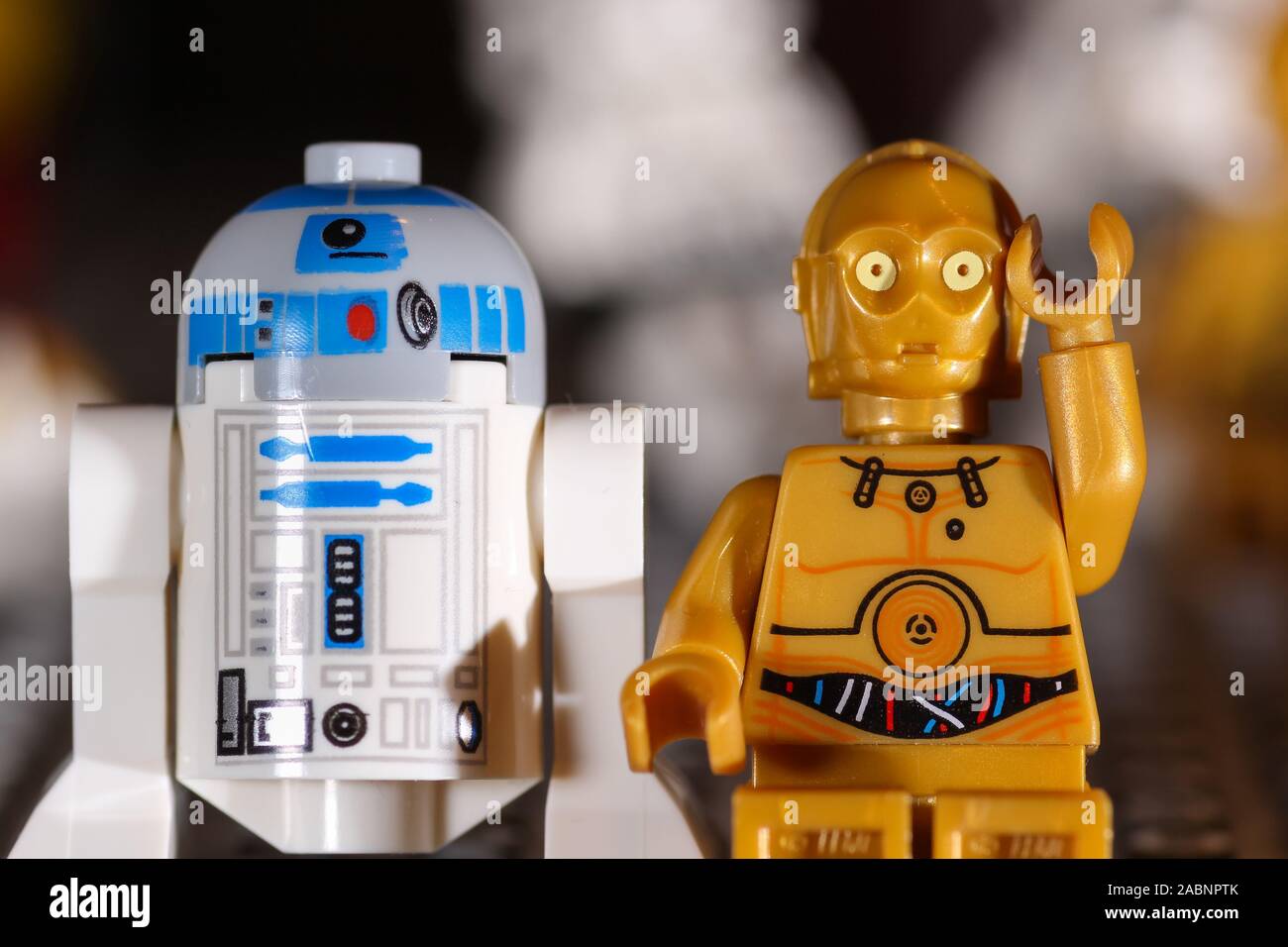 VINKOVCI, CROATIA - 01/24/2014:The famous science fiction film Star Wars robot character R2D2 and C3PO Stock Photo