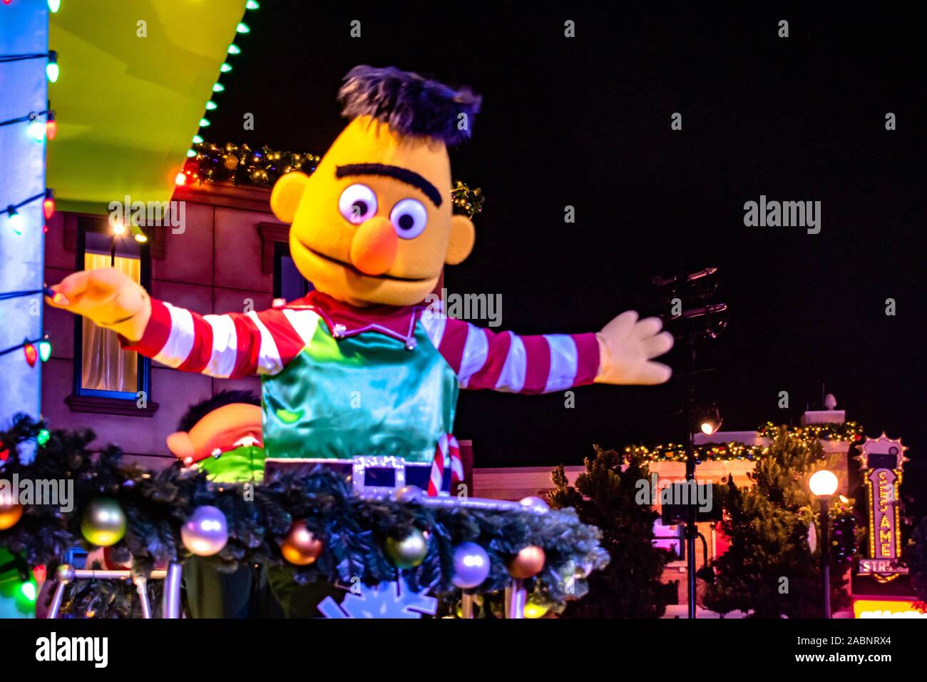 Orlando, Florida . November 23, 2019. Bert in Sesame Street Christmas Parade at Seaworld Stock Photo