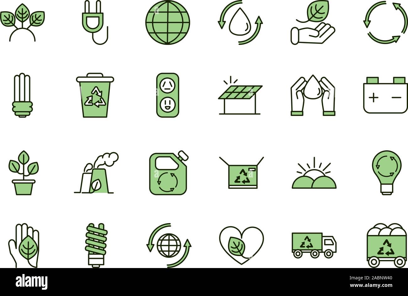 environment ecology icons collection line and fill vector illustration ...