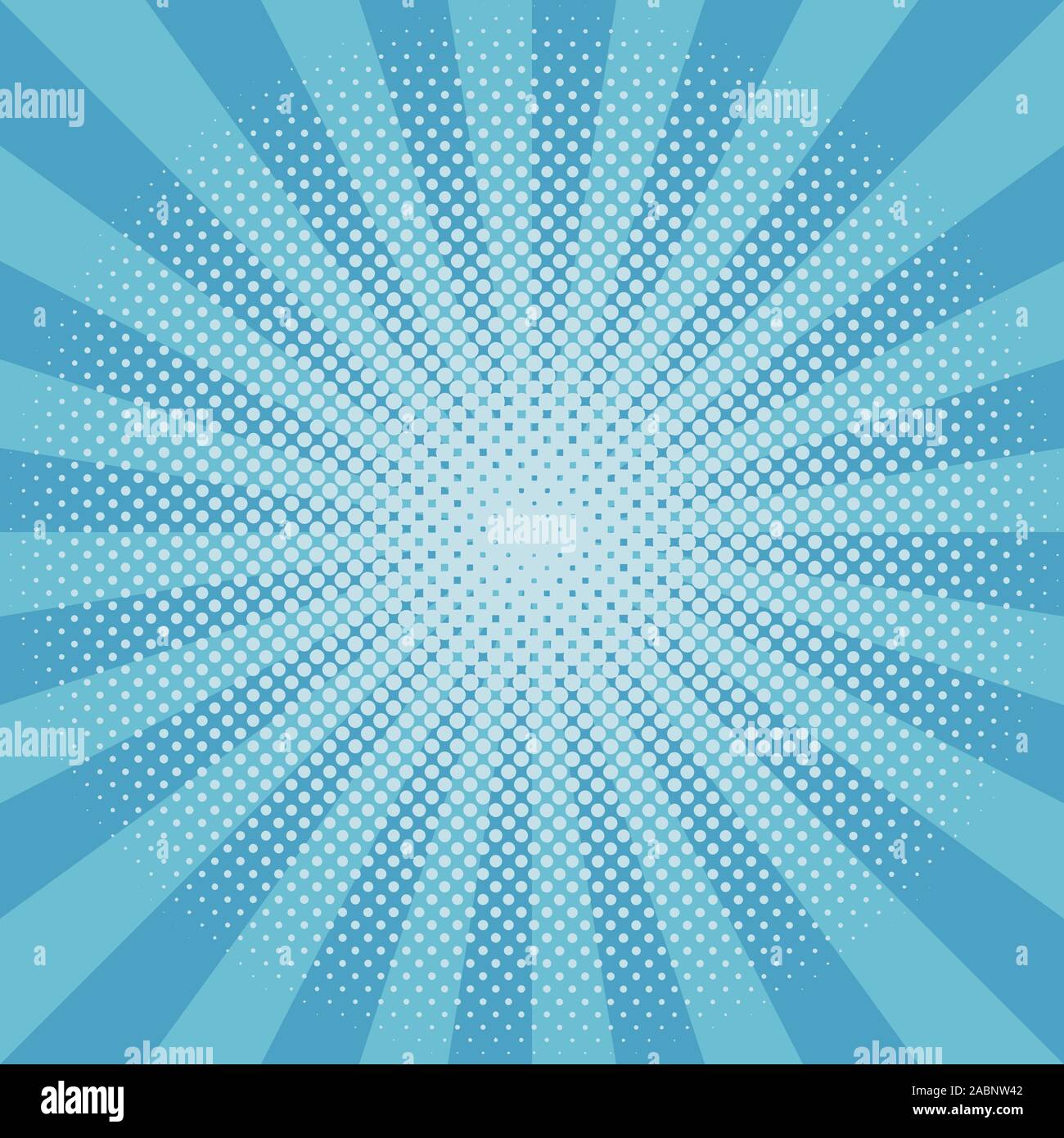 Winter snow round sunburst halftone blue pattern Stock Vector