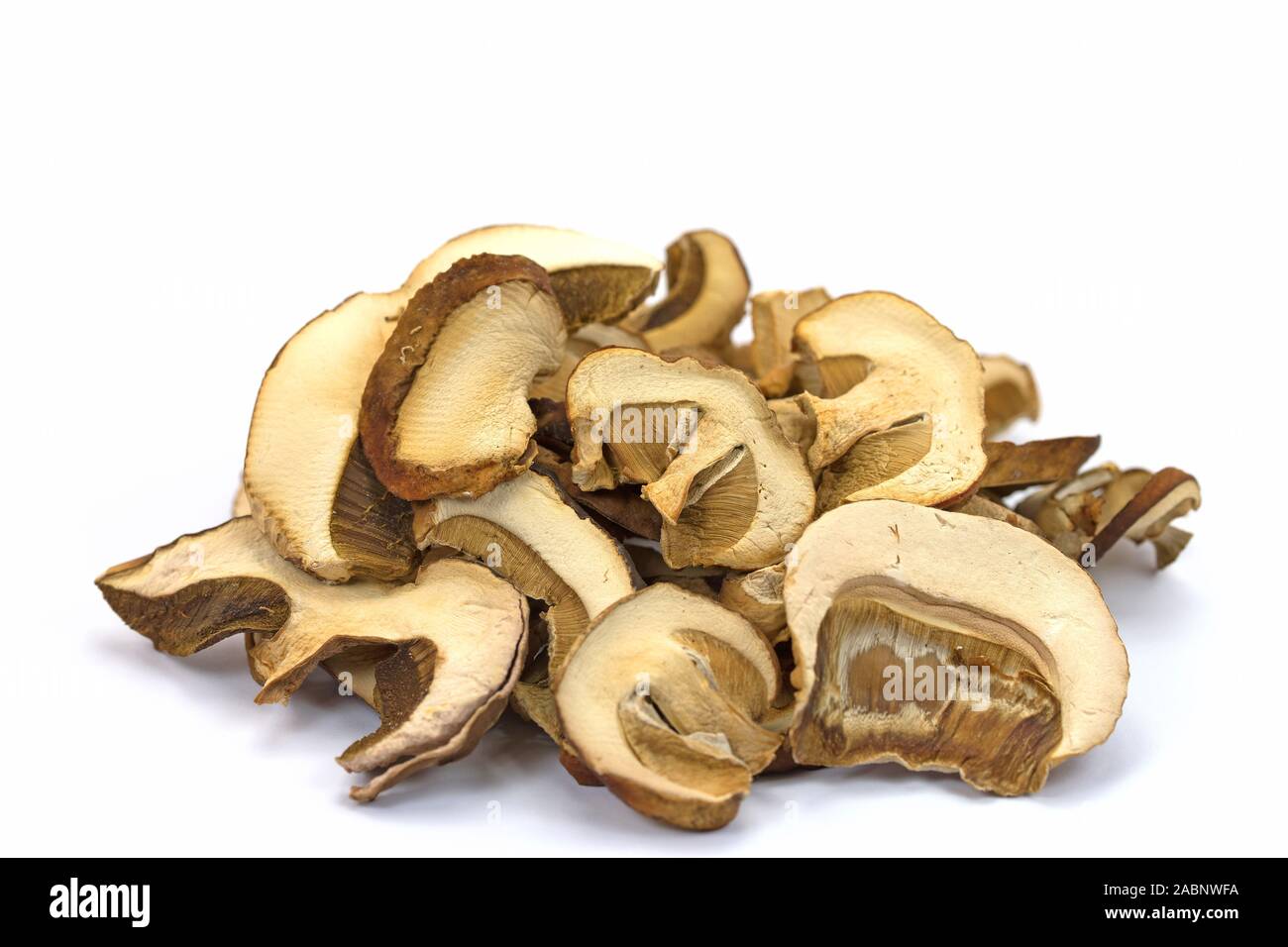 Dried porcini mushrooms in front of white background Stock Photo Alamy