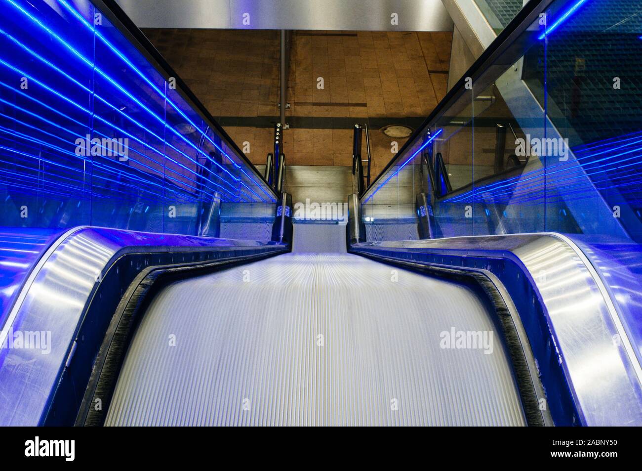 View of Frankfurt underground escalator in International Airport
