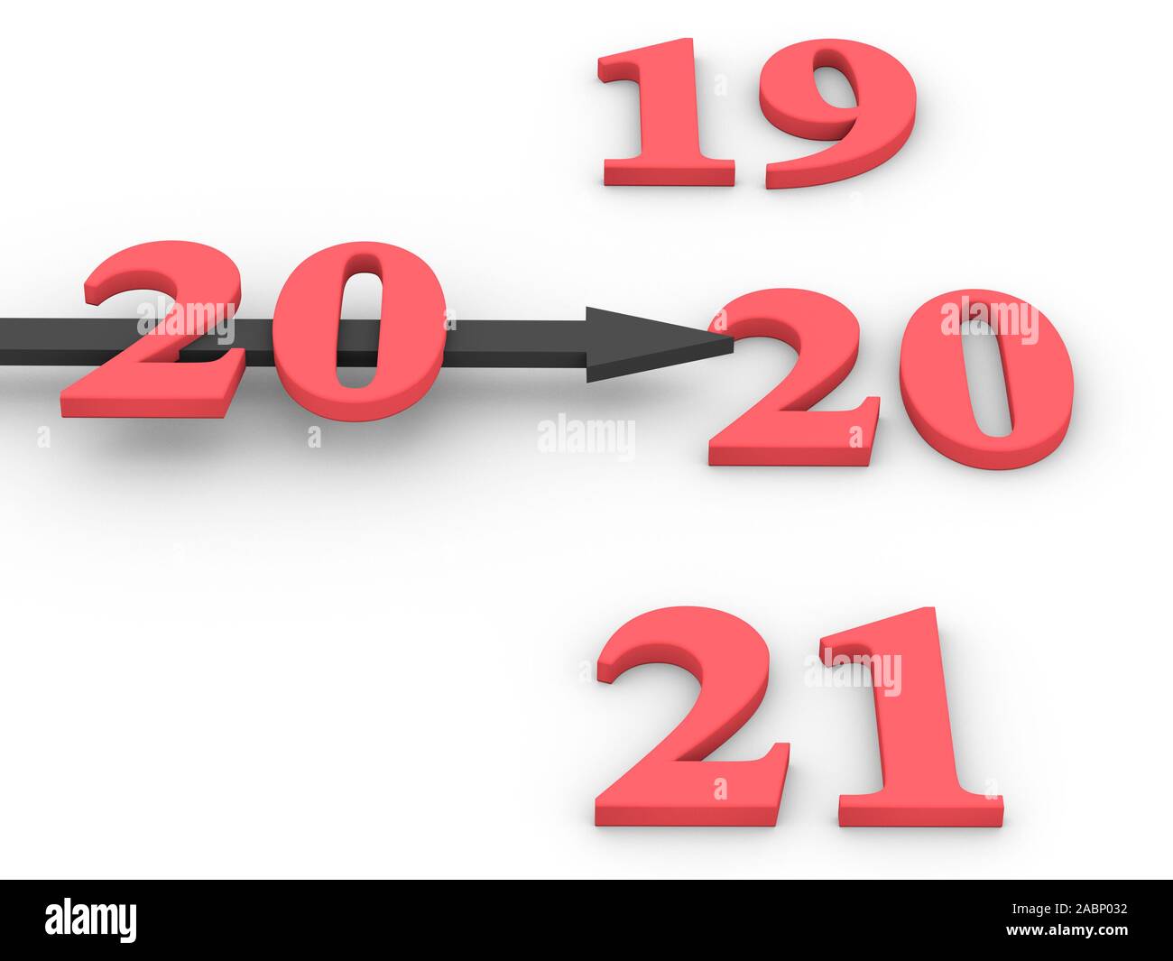 Clock with an annual. The arrow points to 2020 year. 3d render Stock Photo